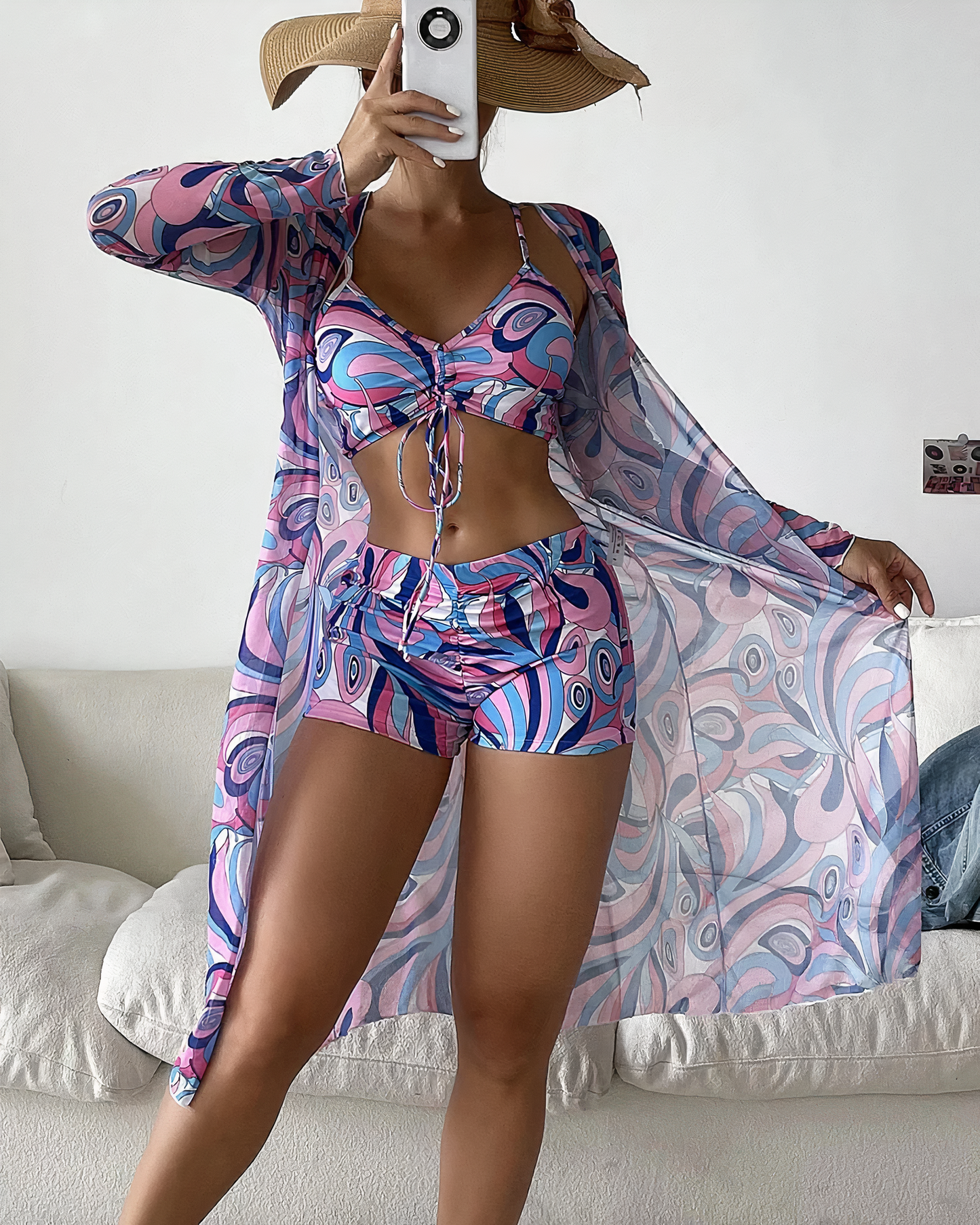 Agnes | Women's Beach High Waist Covering Bikini Set
