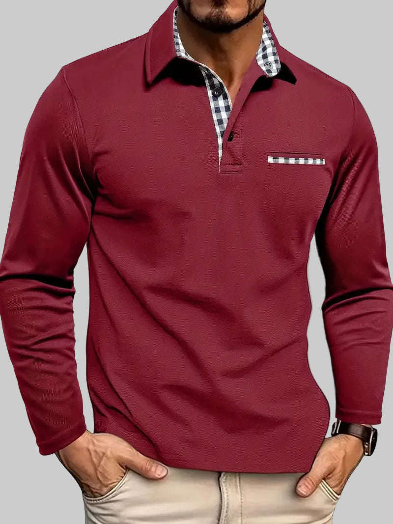 Ethan | Men's Casual Long-Sleeve Polo Shirt With Buttons