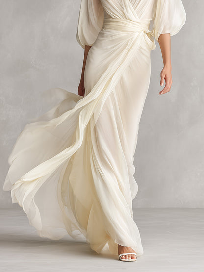 Cecily | Women's Elegant V-Neck Maxi Dress
