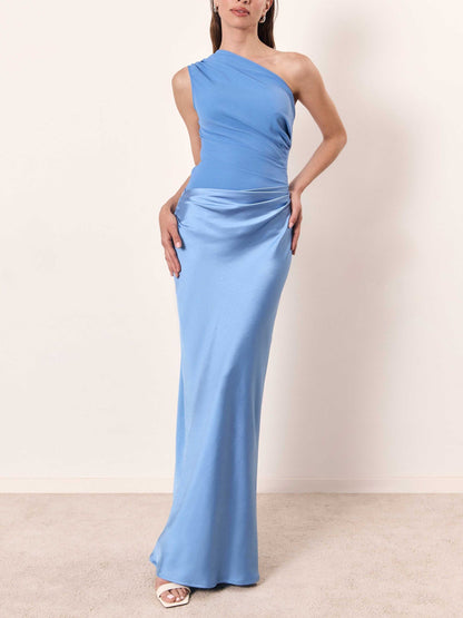 Tjorven  | Women’s Satin One-Shoulder Maxi Dress
