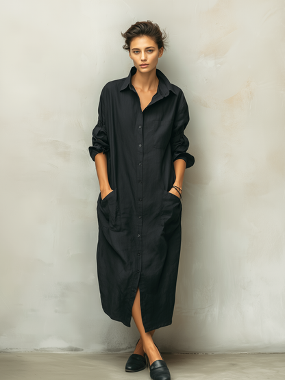 Laura | Women's Summer Linen Dress With Buttons