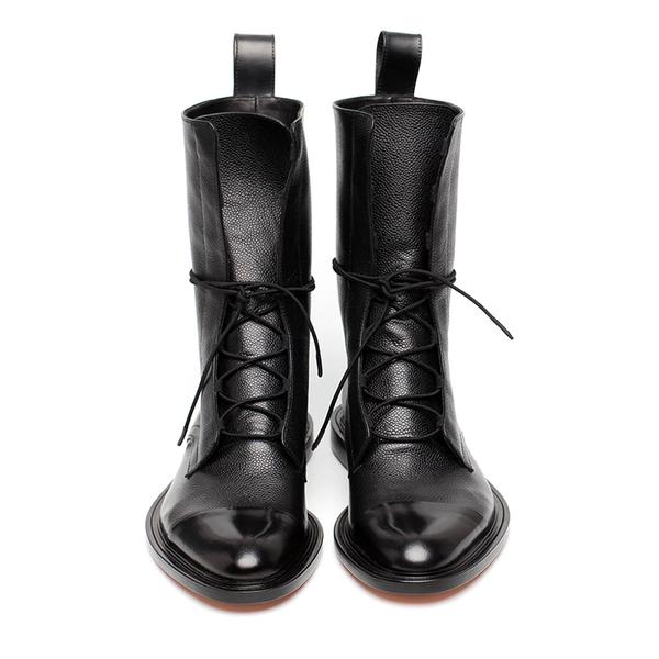Samantha | Women's Black Lace-Up Low Heel Boots