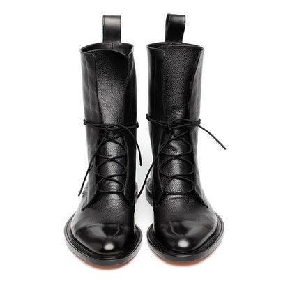 Samantha | Women's Black Lace-Up Low Heel Boots