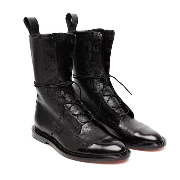 Samantha | Women's Black Lace-Up Low Heel Boots
