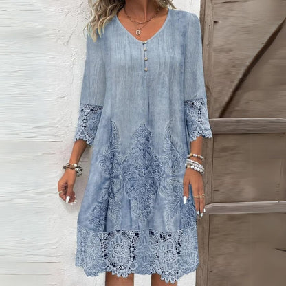Berenike | Women's Elegant Long Sleeve Boho Midi Dress