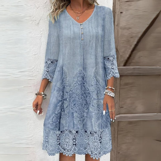 Berenike | Women's Elegant Long Sleeve Boho Midi Dress