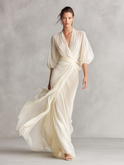 Cecily | Women's Elegant V-Neck Maxi Dress