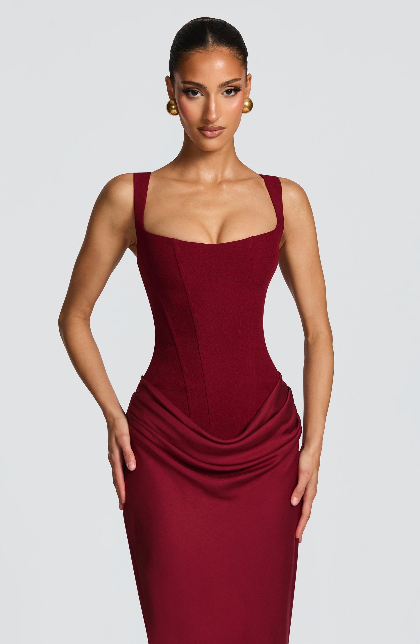 Sharon | Women's Formal Draped Wedding Guest Maxi Dress