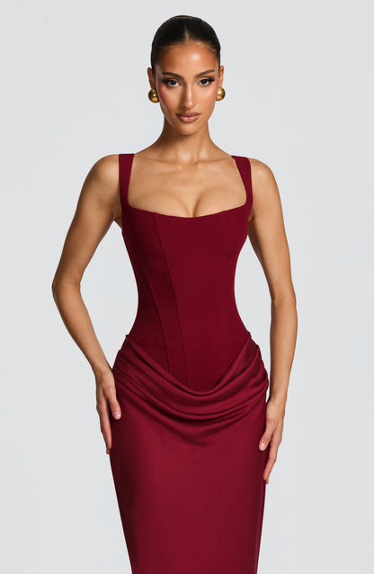 Millie | Women's Elegant Draped Square Neck Maxi Dress