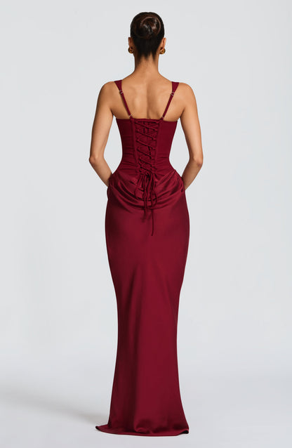 Millie | Women's Elegant Draped Square Neck Maxi Dress