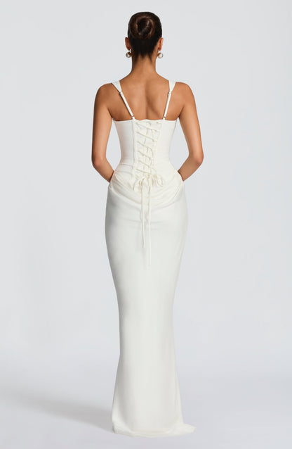Millie | Women's Elegant Draped Square Neck Maxi Dress