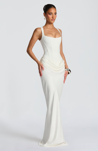 Millie | Women's Elegant Draped Square Neck Maxi Dress
