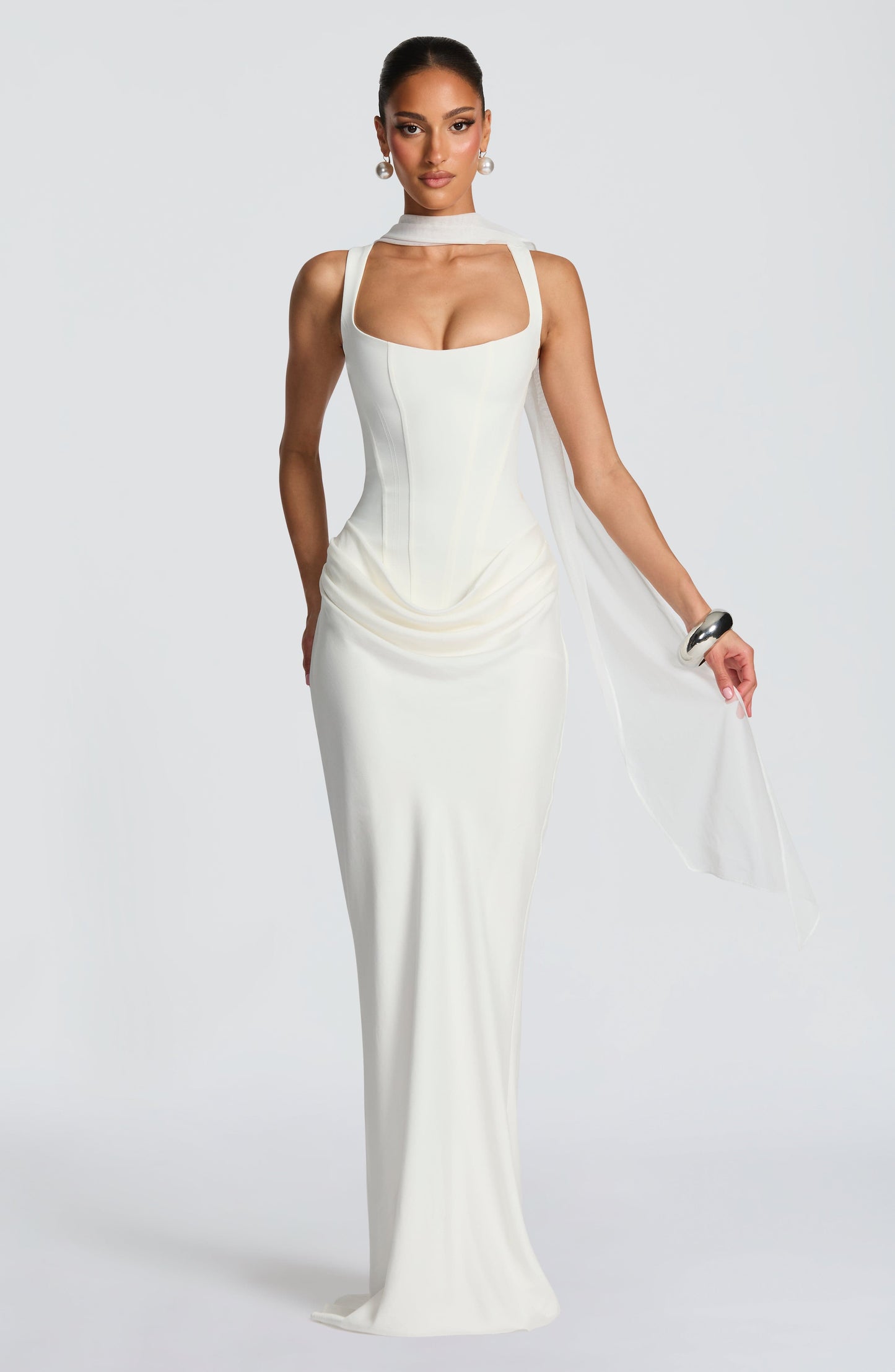 Millie | Women's Elegant Draped Square Neck Maxi Dress