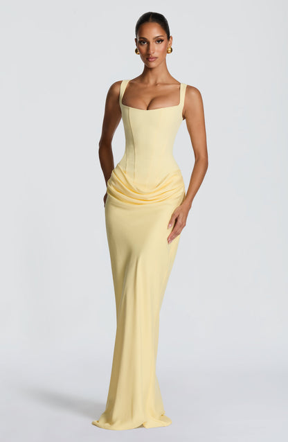 Millie | Women's Elegant Draped Square Neck Maxi Dress