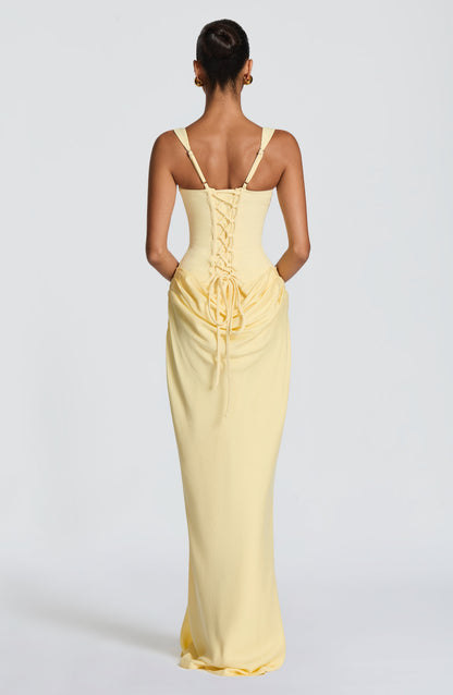 Millie | Women's Elegant Draped Square Neck Maxi Dress