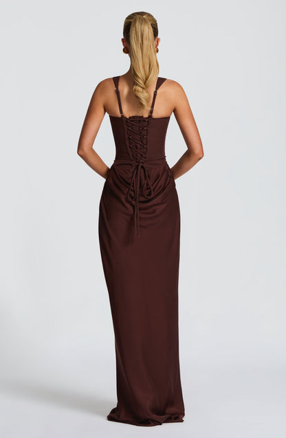 Millie | Women's Elegant Draped Square Neck Maxi Dress