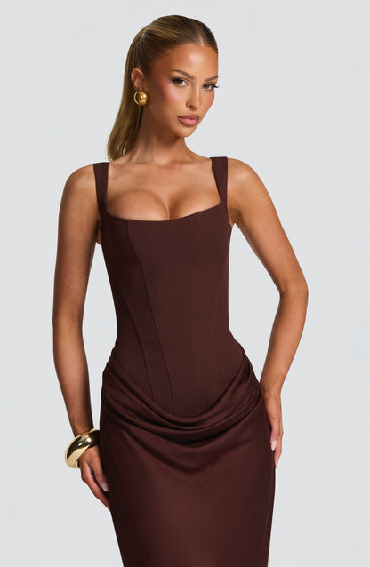 Millie | Women's Elegant Draped Square Neck Maxi Dress