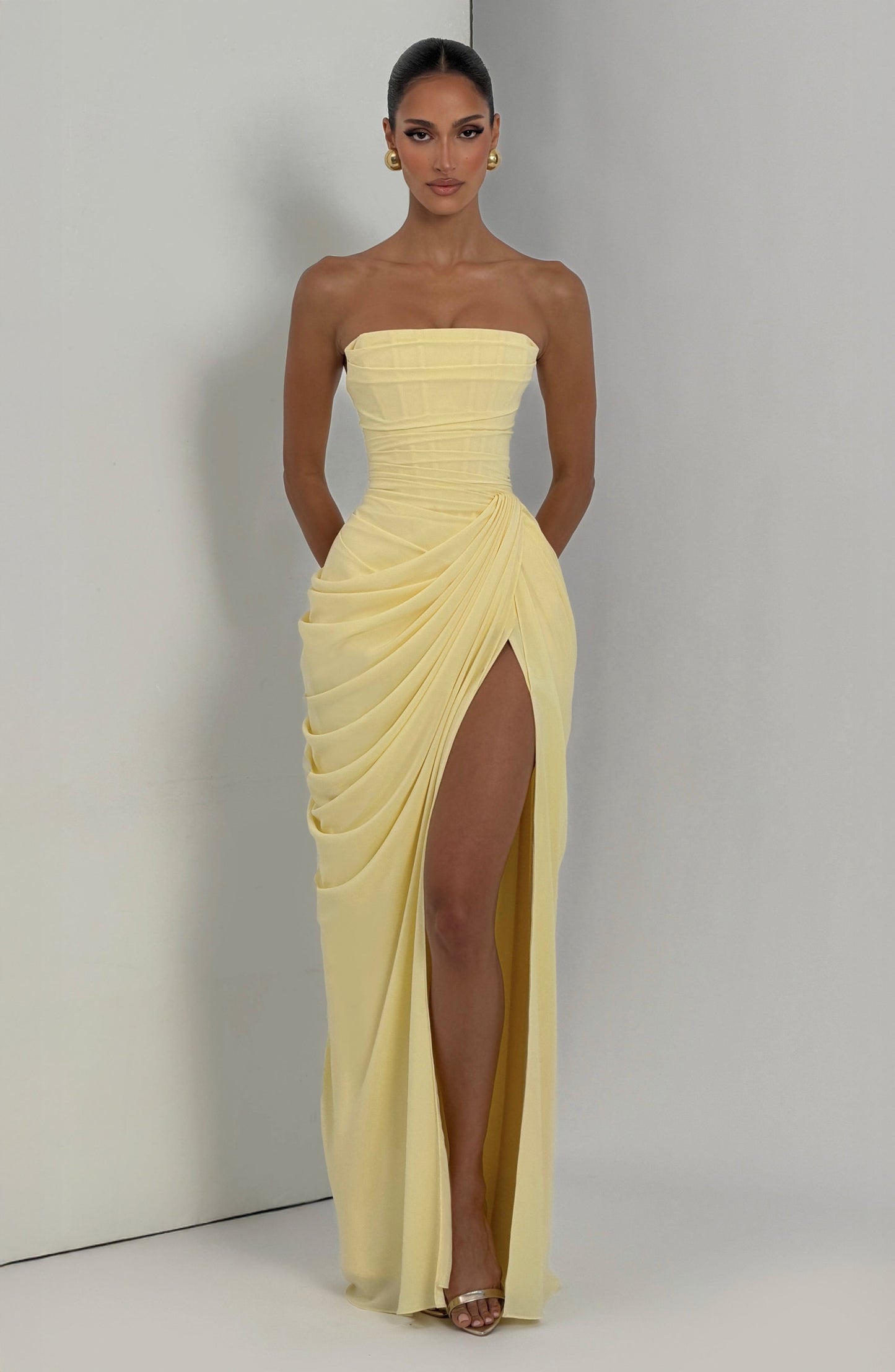 Evie | Women's Pleated Maxi Wedding Guest Dress