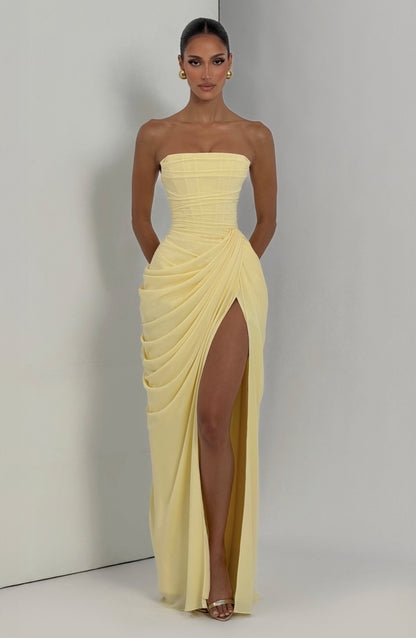 Evie | Women's Pleated Maxi Wedding Guest Dress