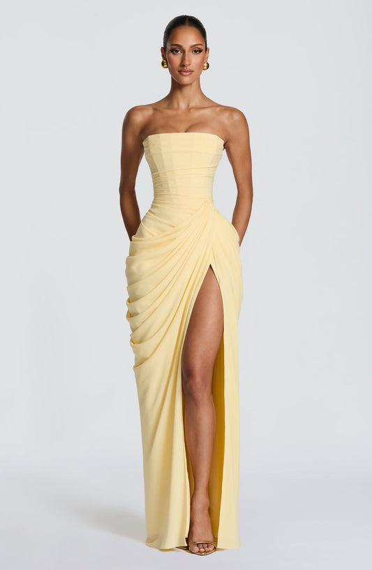 Evie | Women's Pleated Maxi Wedding Guest Dress