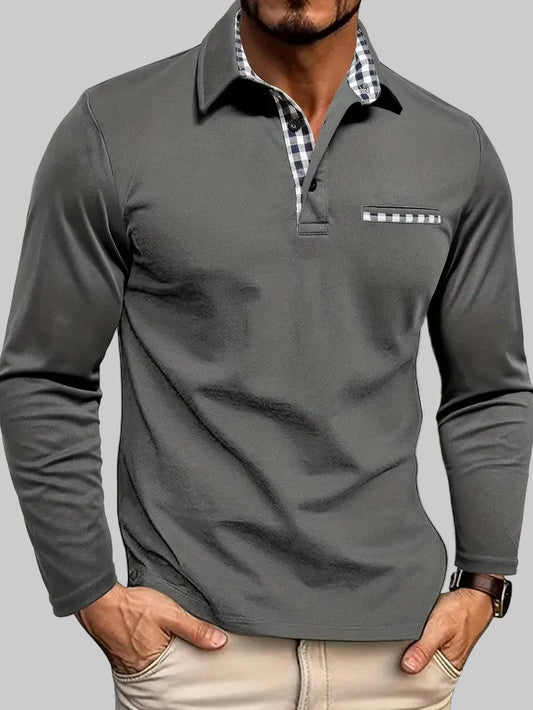 Ethan | Men's Casual Long-Sleeve Polo Shirt With Buttons