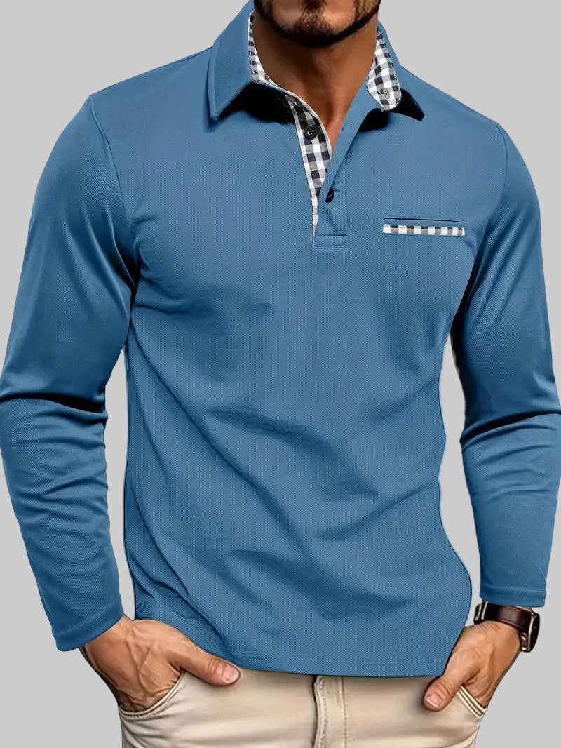 Ethan | Men's Casual Long-Sleeve Polo Shirt With Buttons