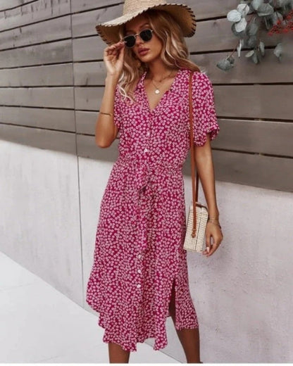 Lily | Women's Classic Wrapped Floral Button Dress
