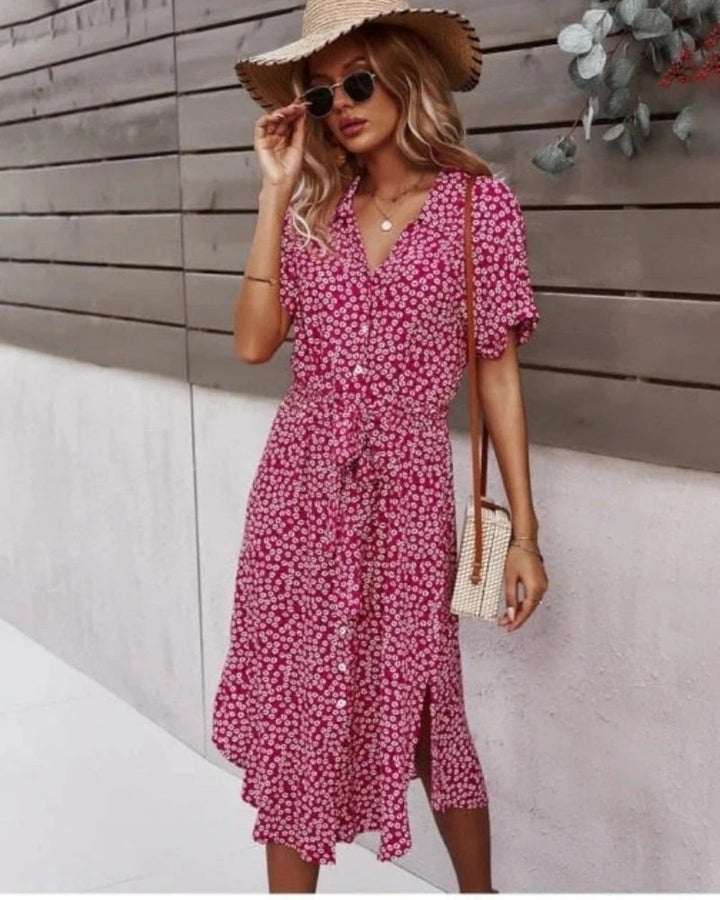 Lily | Women's Classic Wrapped Floral Button Dress