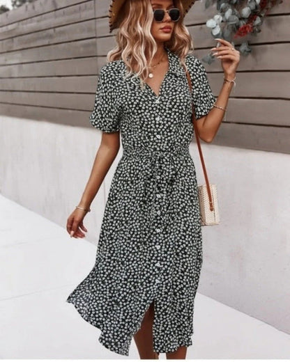 Lily | Women's Classic Wrapped Floral Button Dress