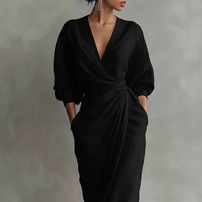 Alison | Women's Sophisticated V-Neck Wrap Maxi Dress