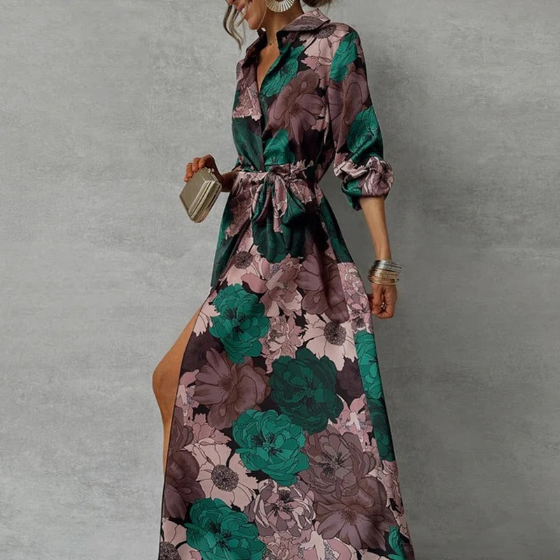 Margaret | Women's Floral Maxi Shirt Dress
