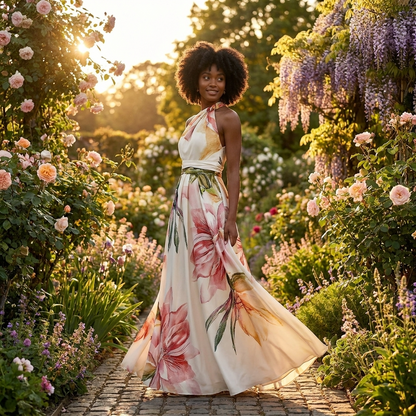 Wendy | Women's Floral Halterneck Maxi Dress