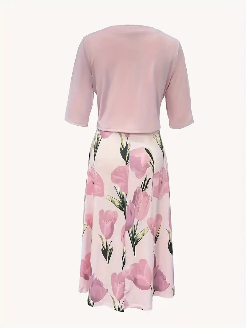 Violetta | Women’s Sophisticated Floral Maxi Dress With Cardigan