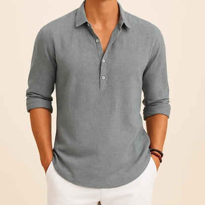 Robin | Men’s Classic Henley Poloshirt With Longsleeves