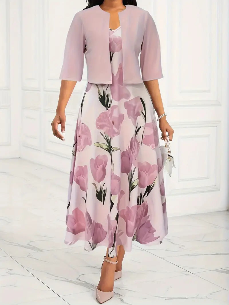 Violetta | Women’s Sophisticated Floral Maxi Dress With Cardigan