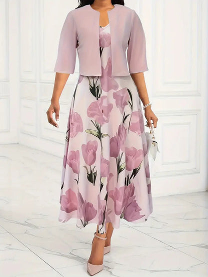 Violetta | Women’s Sophisticated Floral Maxi Dress With Cardigan