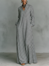 Cordelia | Women's Checked Longsleeve Maxi Dress