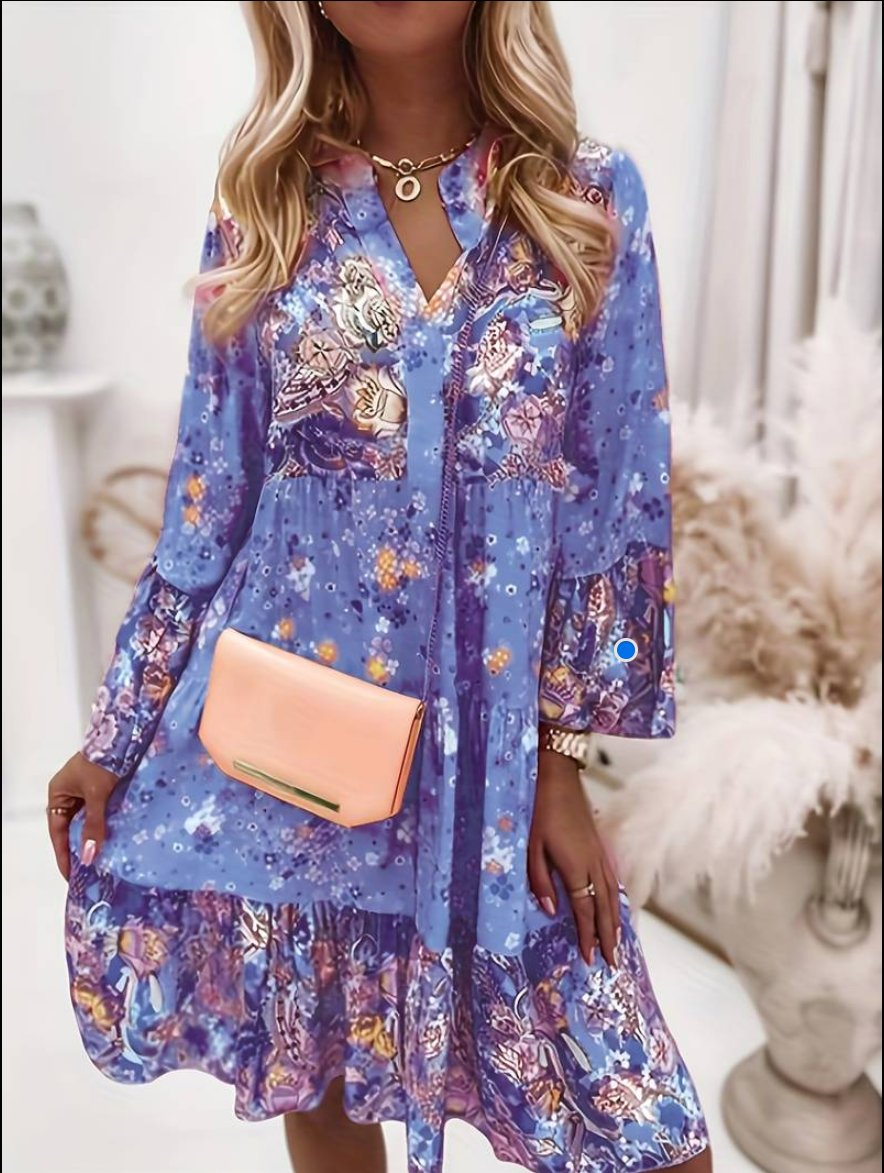 Gillian | Women's Floral Boho Midi Dress