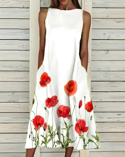 Claudia | Women's Summer Floral Print Midi Dress
