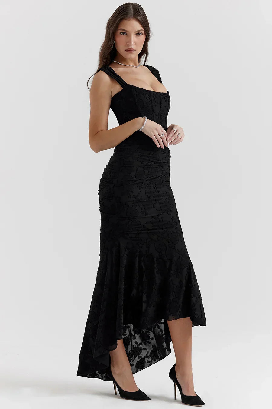 Bella | Women's Embroidered Asymmetrical Wedding Guest Dress