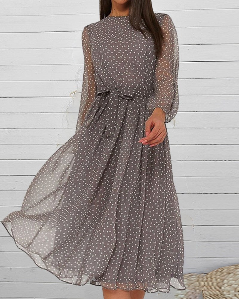 Beatrice | Women's Elegant Longsleeve Midi Dress With Dots