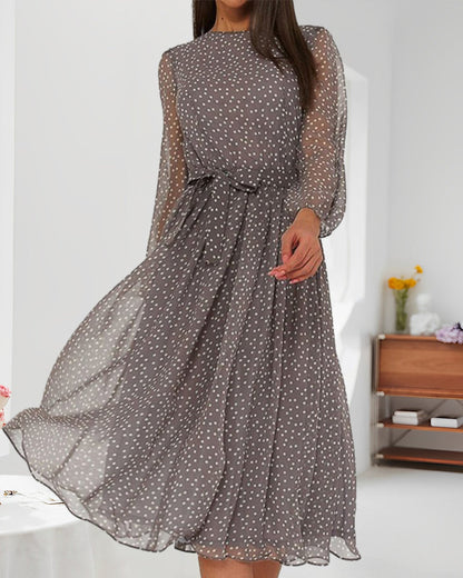 Beatrice | Women's Elegant Longsleeve Midi Dress With Dots