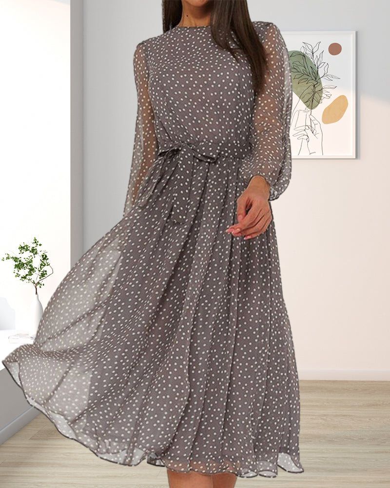 Beatrice | Women's Elegant Longsleeve Midi Dress With Dots