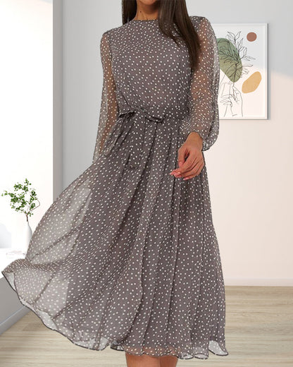 Beatrice | Women's Elegant Longsleeve Midi Dress With Dots