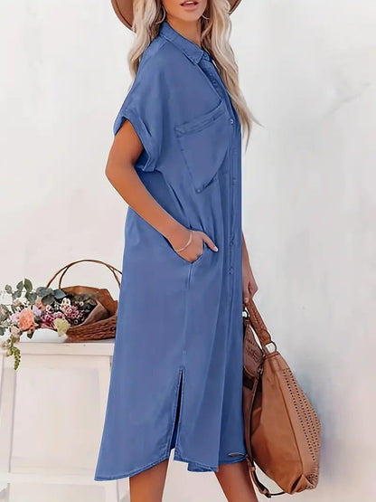Amelia | Women's Casual Button Front Shirt Dress
