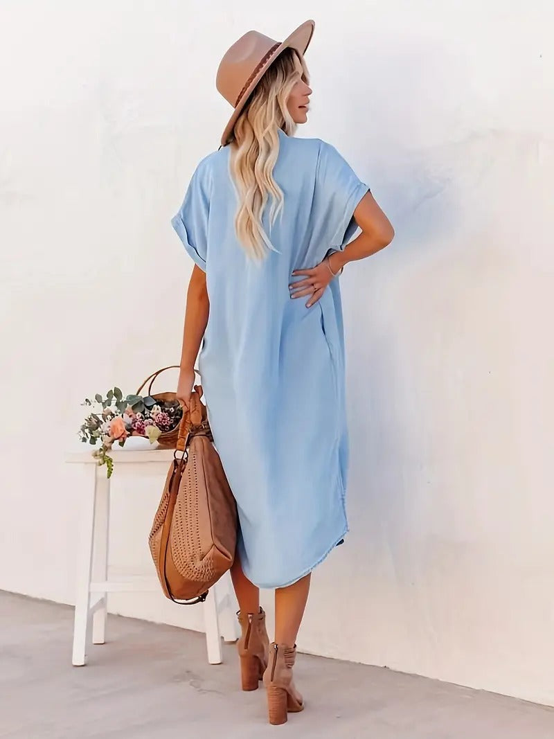 Amelia | Women's Casual Button Front Shirt Dress