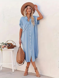 Amelia | Women's Casual Button Front Shirt Dress