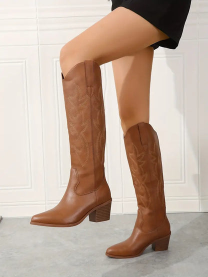Wiebke | Women’s Elegant Knee High Cowboy Boots