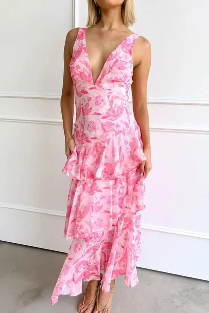 Solveig | Women’s Elegant Summer V-Neck Maxi Dress