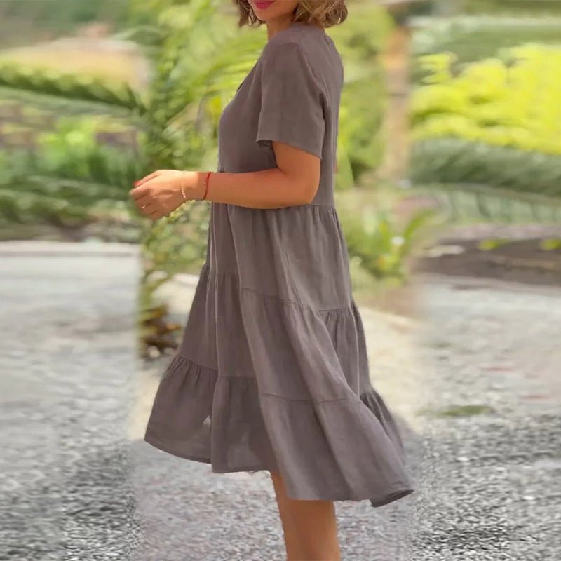 Poppy | Women's Classic Linen V-neck Midi Dress